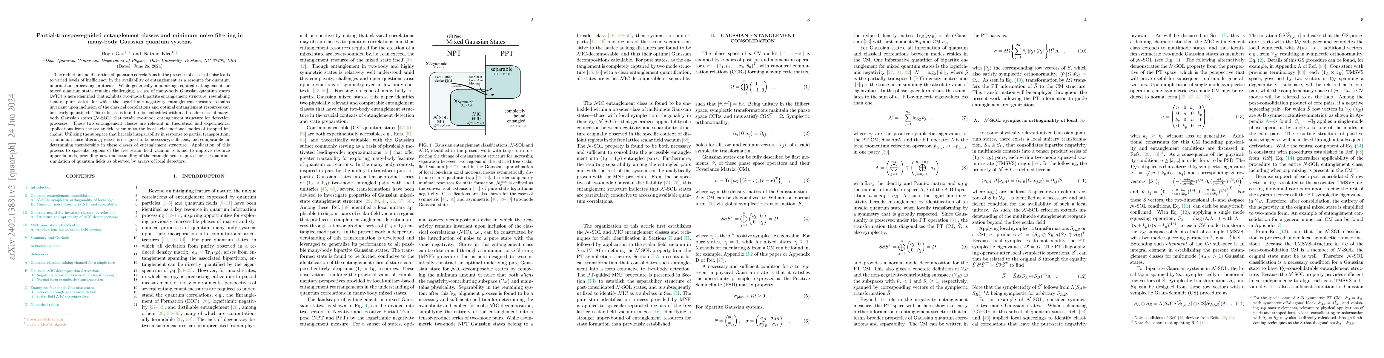 Thumbnail for Partial-transpose-guided entanglement classes and minimum noise
  filtering in many-body Gaussian quantum systems