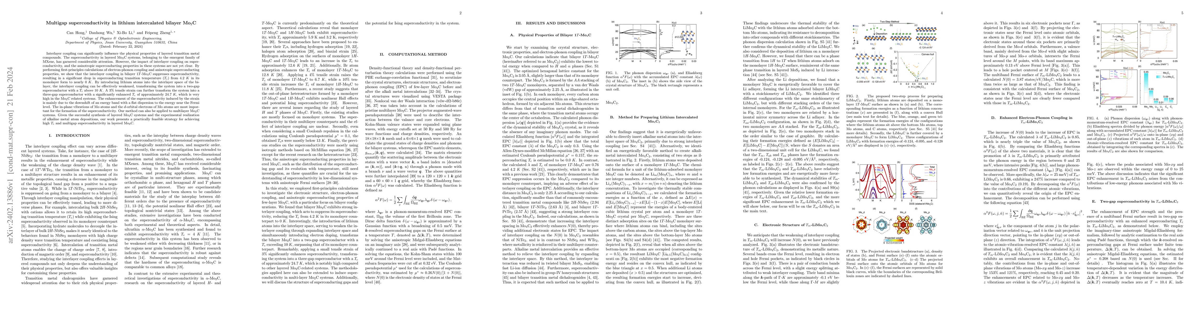 Thumbnail for Multigap superconductivity in lithium intercalated bilayer Mo$_2$C