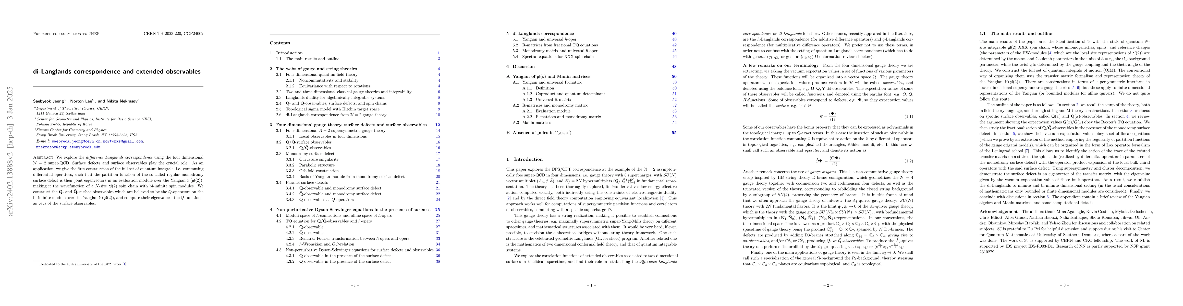 Thumbnail for di-Langlands correspondence and extended observables
