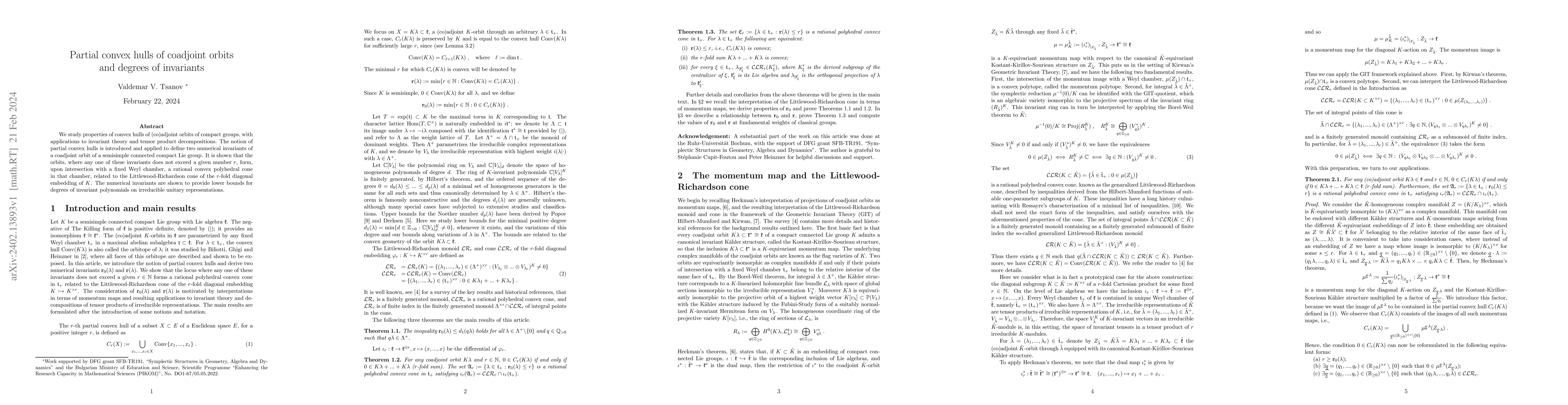 Thumbnail for Partial convex hulls of coadjoint orbits and degrees of invariants