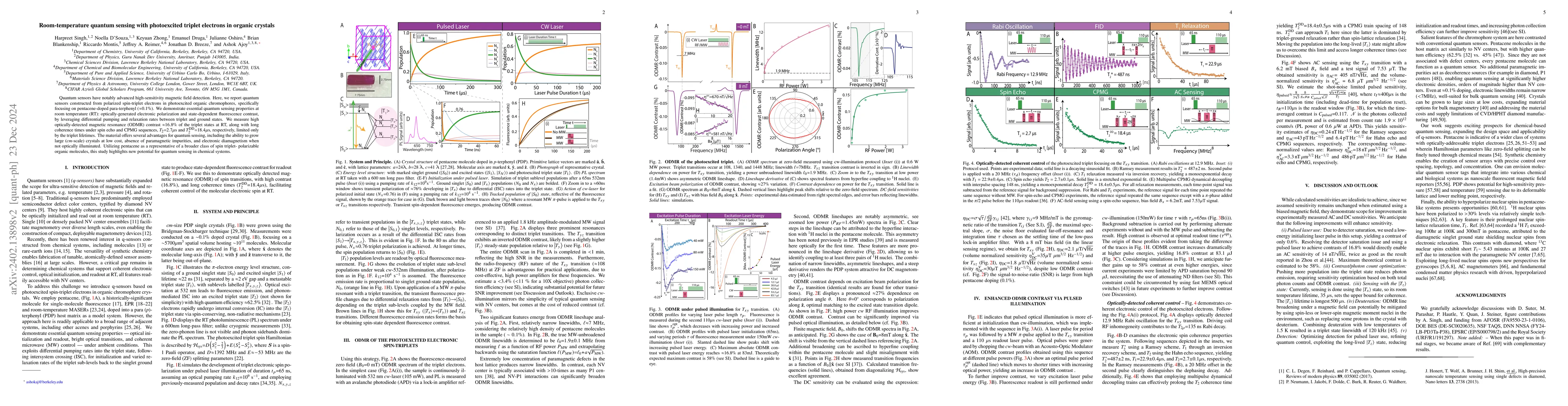 Thumbnail for Room-temperature quantum sensing with photoexcited triplet electrons in
  organic crystals