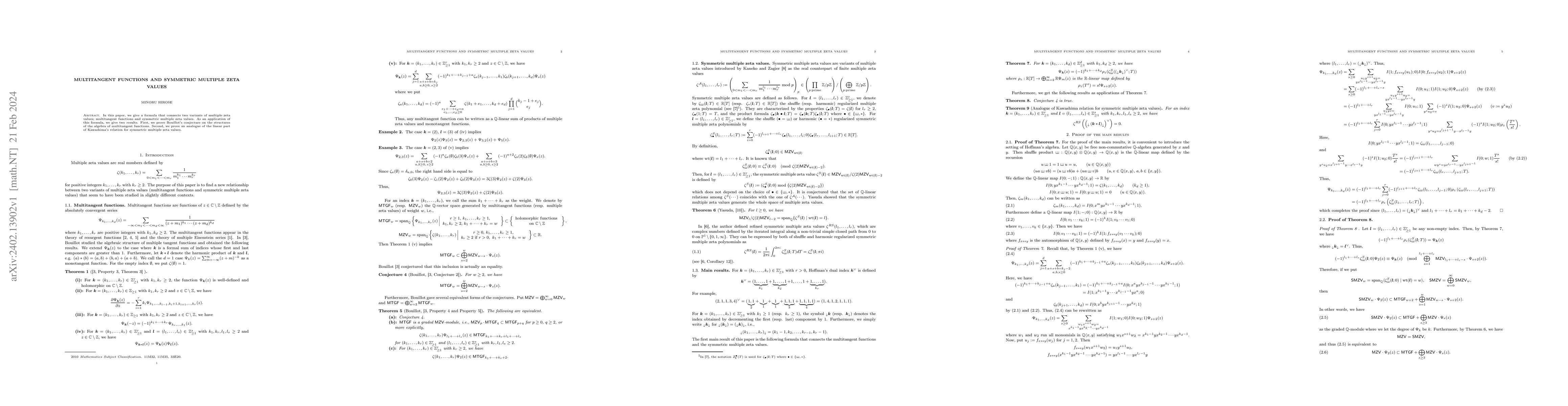 Thumbnail for Multitangent functions and symmetric multiple zeta values