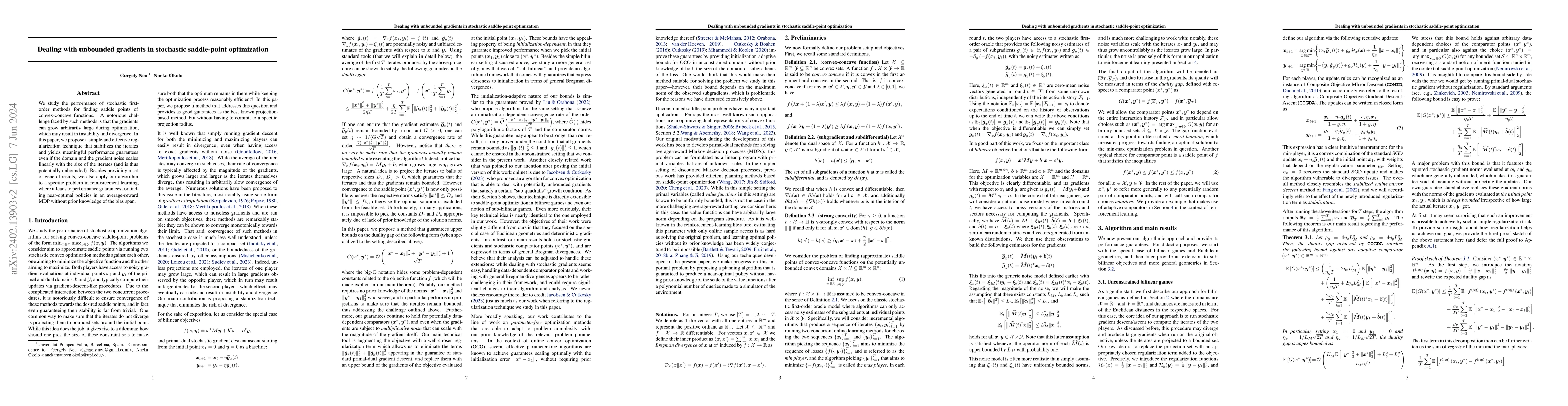 Thumbnail for Dealing with unbounded gradients in stochastic saddle-point optimization