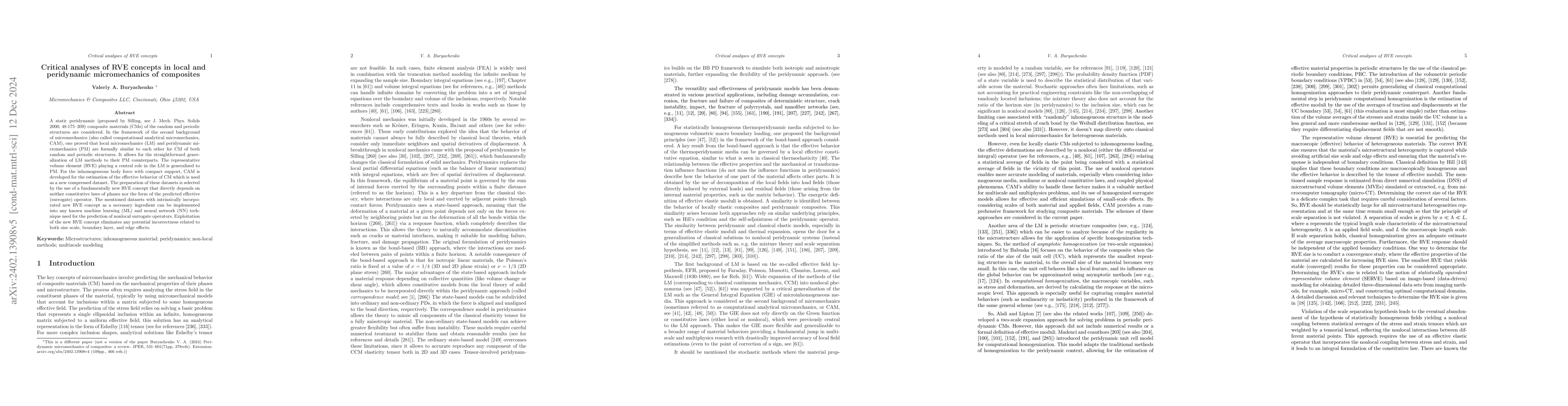 Thumbnail for Peridynamic micromechanics of composites: a review