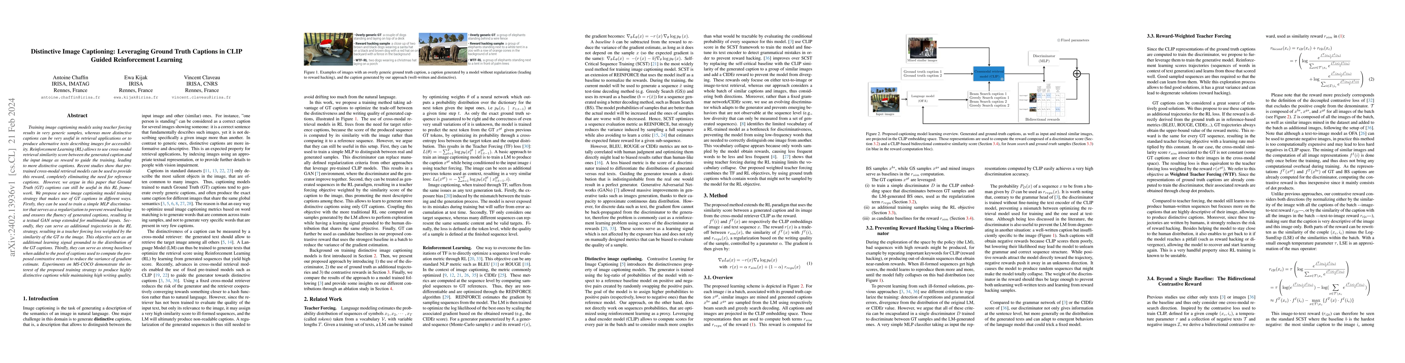 Thumbnail for Distinctive Image Captioning: Leveraging Ground Truth Captions in CLIP
  Guided Reinforcement Learning