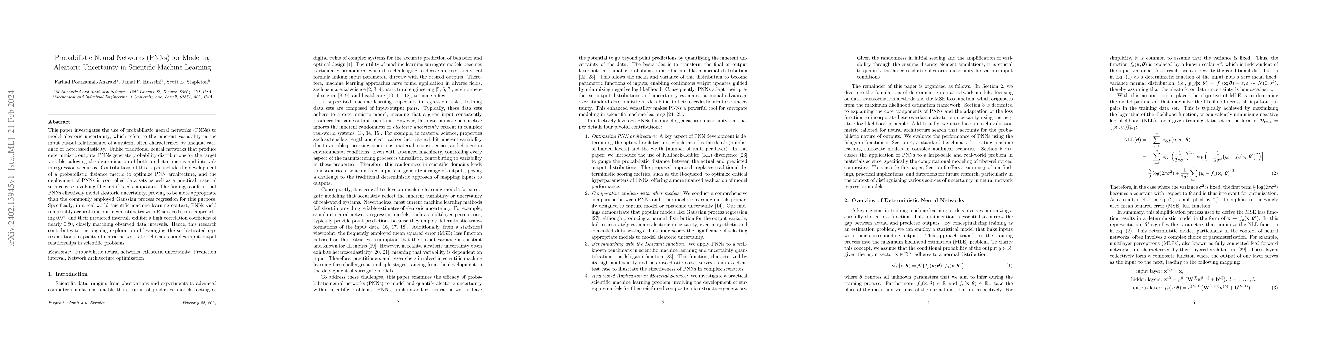 Thumbnail for Probabilistic Neural Networks (PNNs) for Modeling Aleatoric Uncertainty
  in Scientific Machine Learning