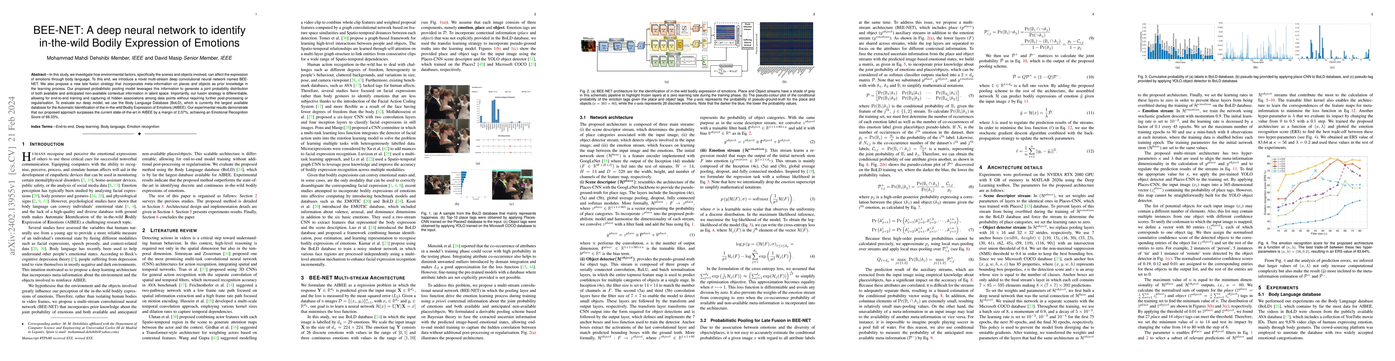 Thumbnail for BEE-NET: A deep neural network to identify in-the-wild Bodily Expression
  of Emotions