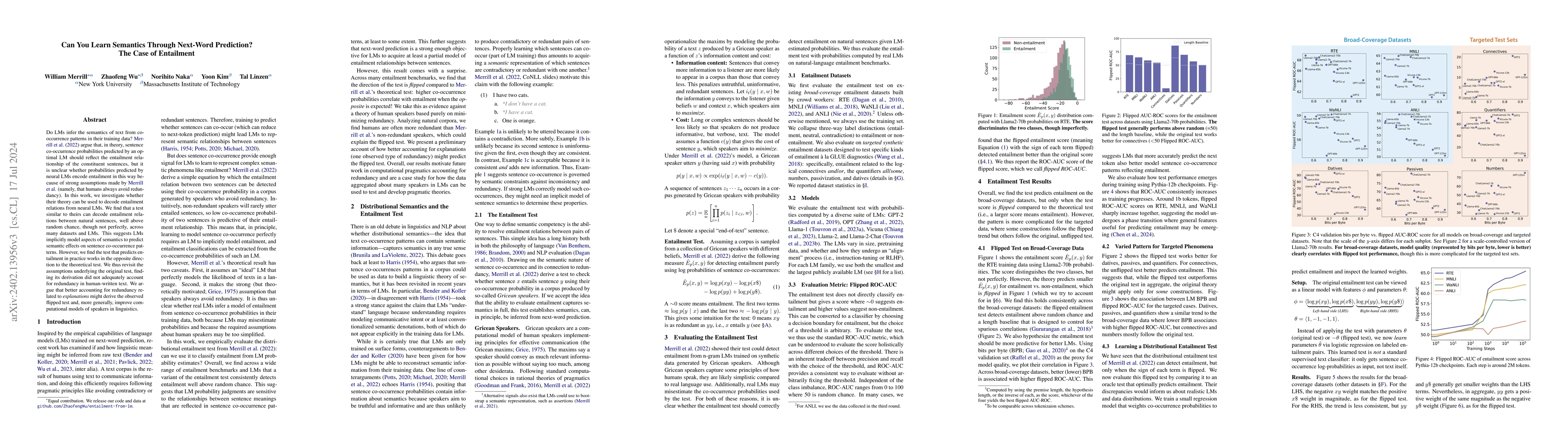 Thumbnail for Can You Learn Semantics Through Next-Word Prediction? The Case of
  Entailment