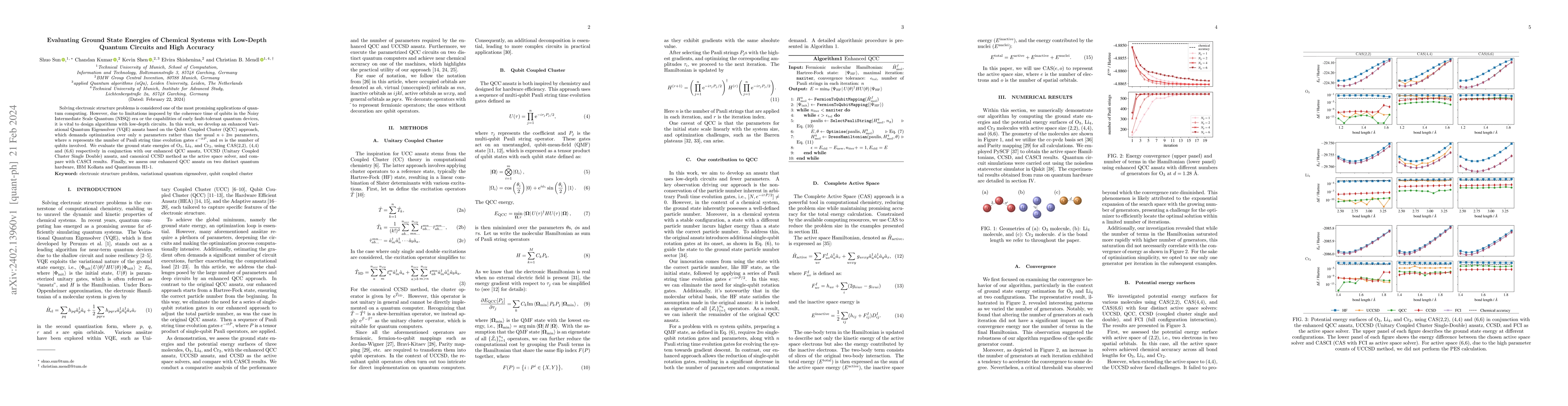 Thumbnail for Evaluating Ground State Energies of Chemical Systems with Low-Depth
  Quantum Circuits and High Accuracy