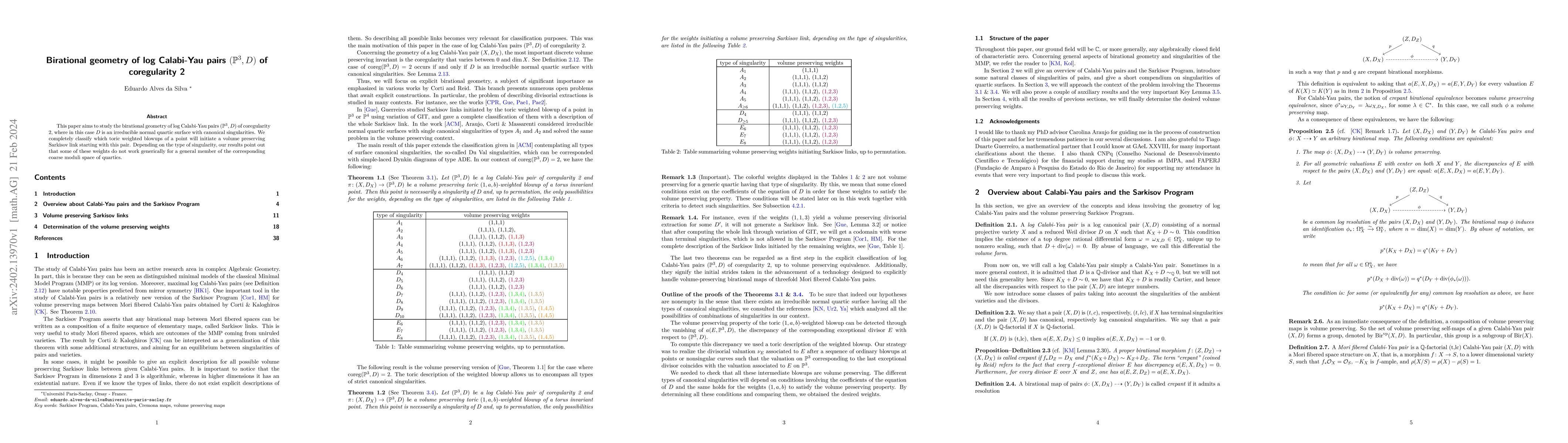 Thumbnail for Birational geometry of Calabi-Yau pairs $(\mathbb{P}^3, D)$ of
  coregularity 2