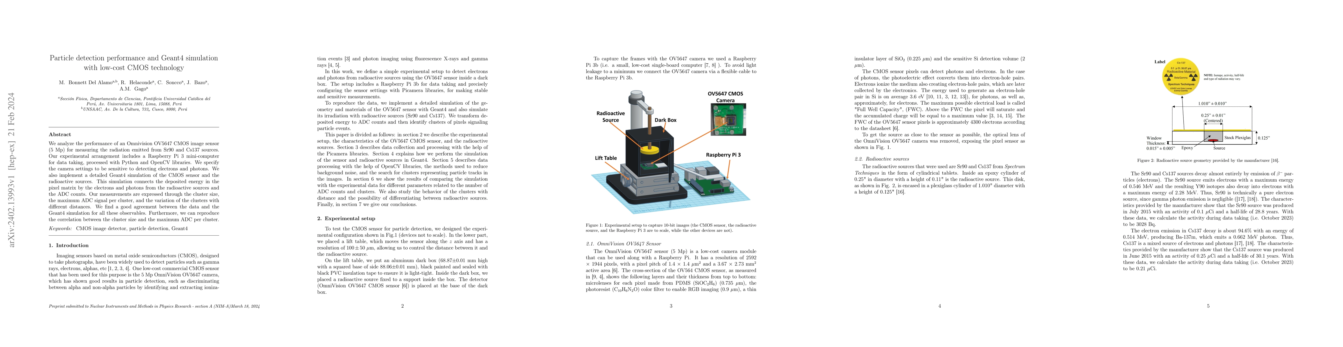 Thumbnail for Particle detection performance and Geant4 simulation with low-cost CMOS
  technology