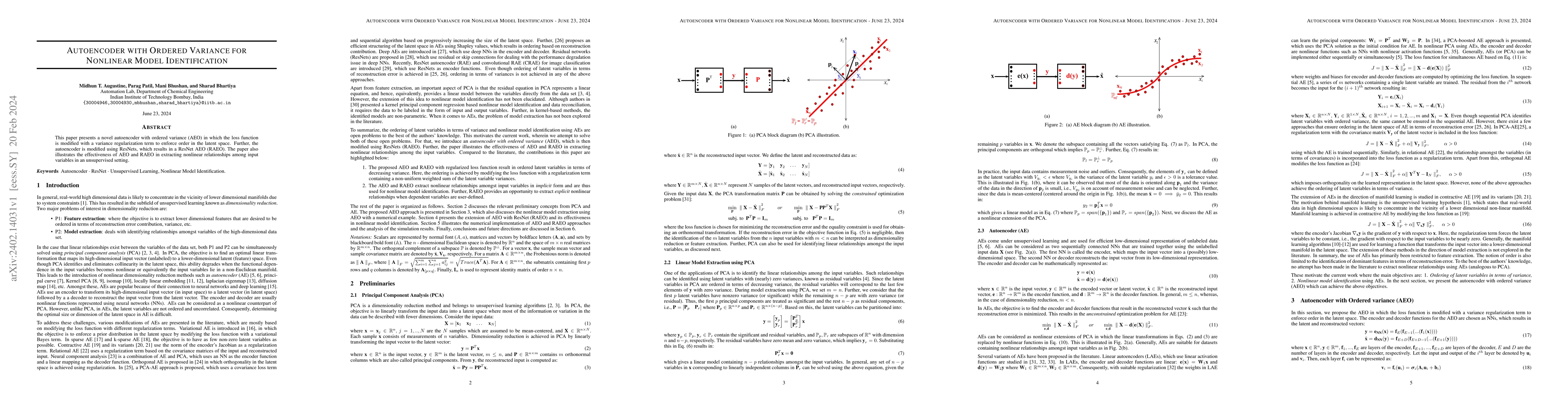 Thumbnail for Autoencoder with Ordered Variance for Nonlinear Model Identification