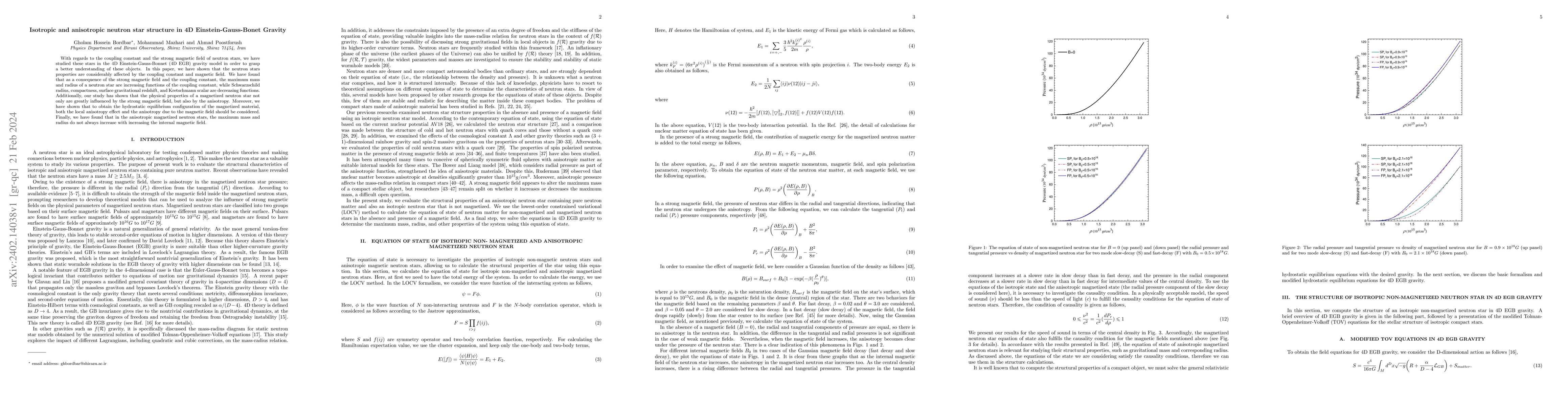 Thumbnail for Isotropic and anisotropic neutron star structure in 4D Einstein Gauss
  Bonnet Gravity