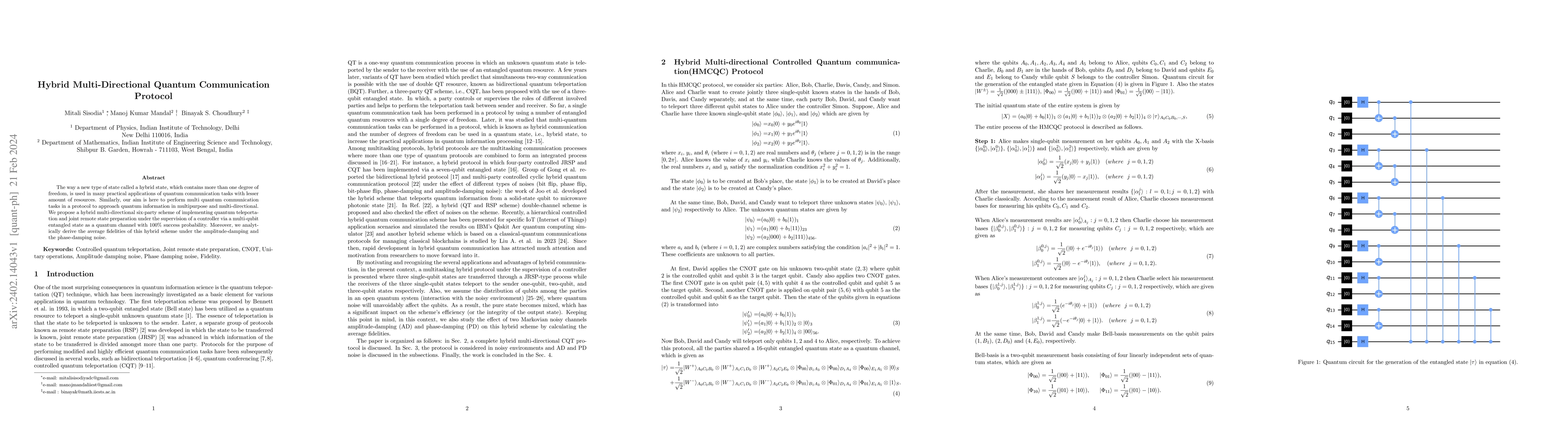 Thumbnail for Hybrid Multi-Directional Quantum Communication Protocol