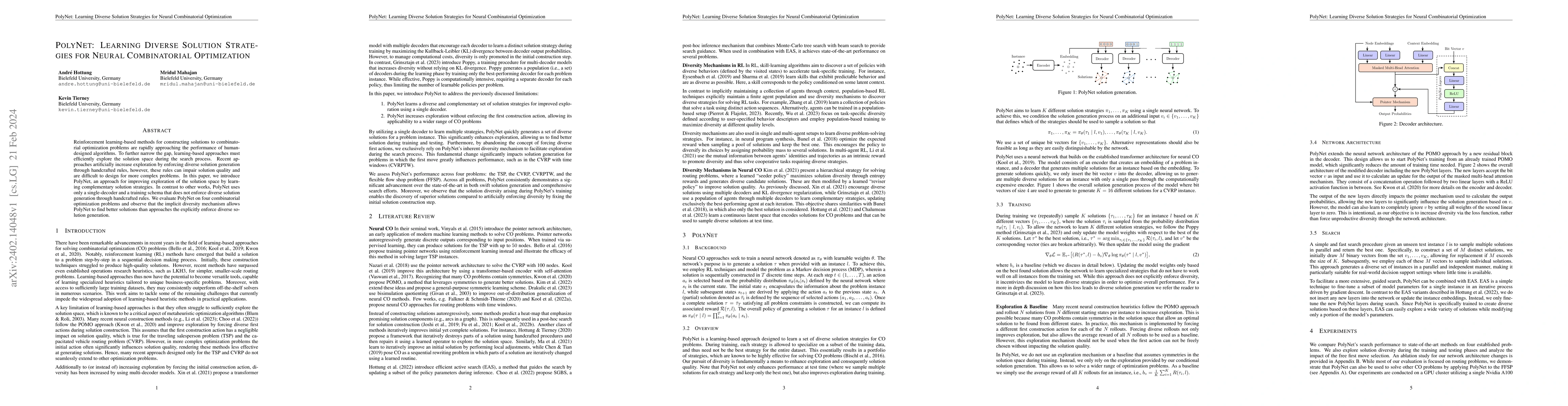 Thumbnail for PolyNet: Learning Diverse Solution Strategies for Neural Combinatorial
  Optimization