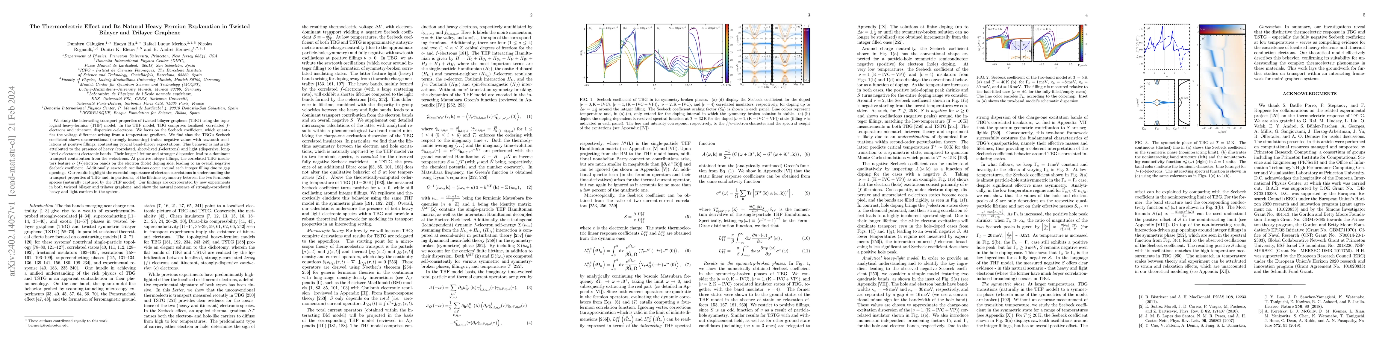 Thumbnail for The Thermoelectric Effect and Its Natural Heavy Fermion Explanation in
  Twisted Bilayer and Trilayer Graphene