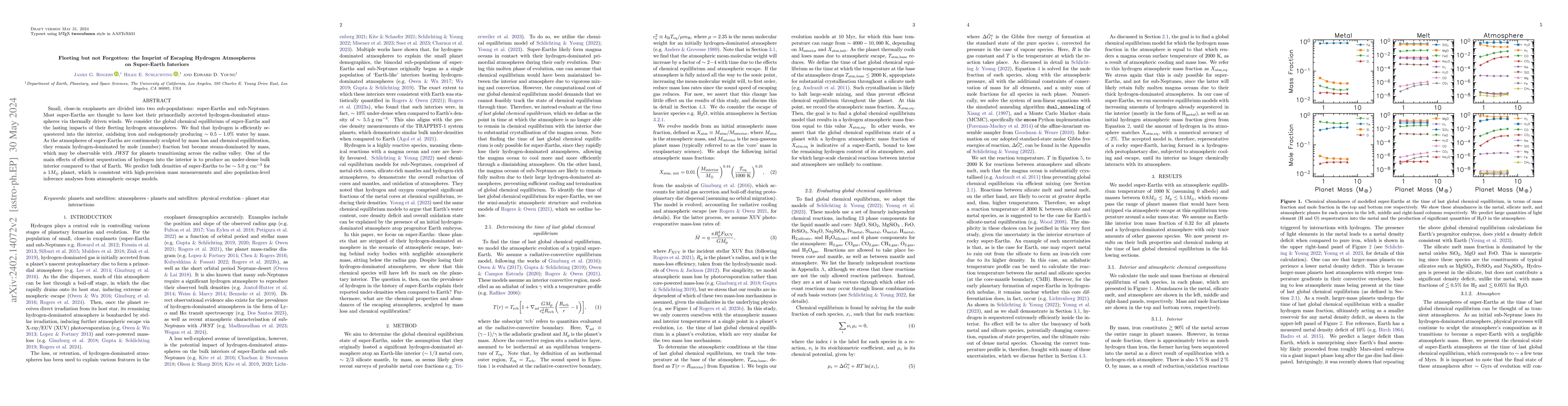 Thumbnail for Fleeting but not Forgotten: the Imprint of Escaping Hydrogen Atmospheres
  on Super-Earth Interiors