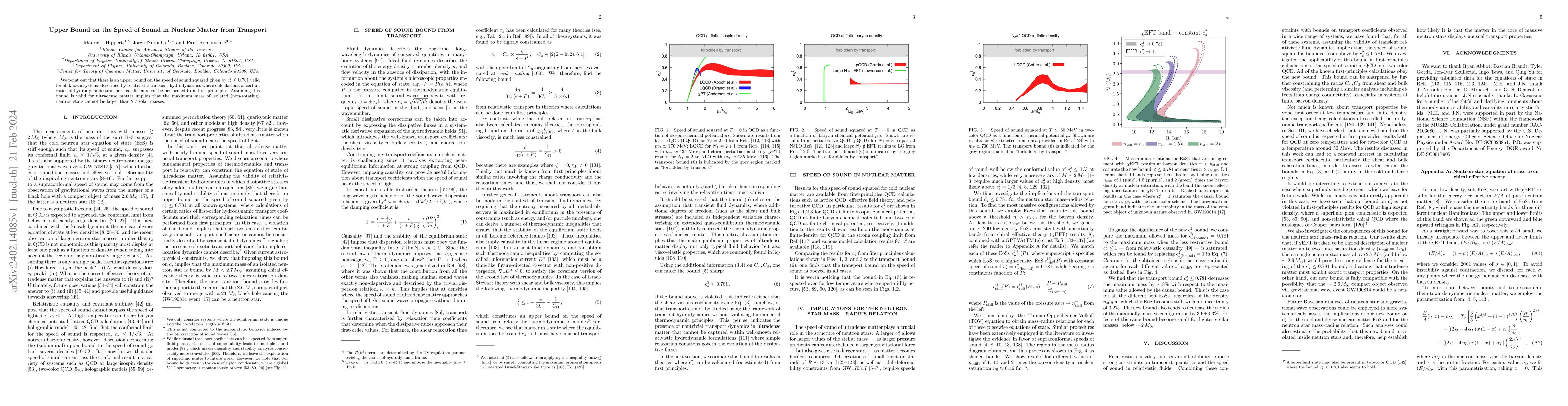 Thumbnail for Upper Bound on the Speed of Sound in Nuclear Matter from Transport