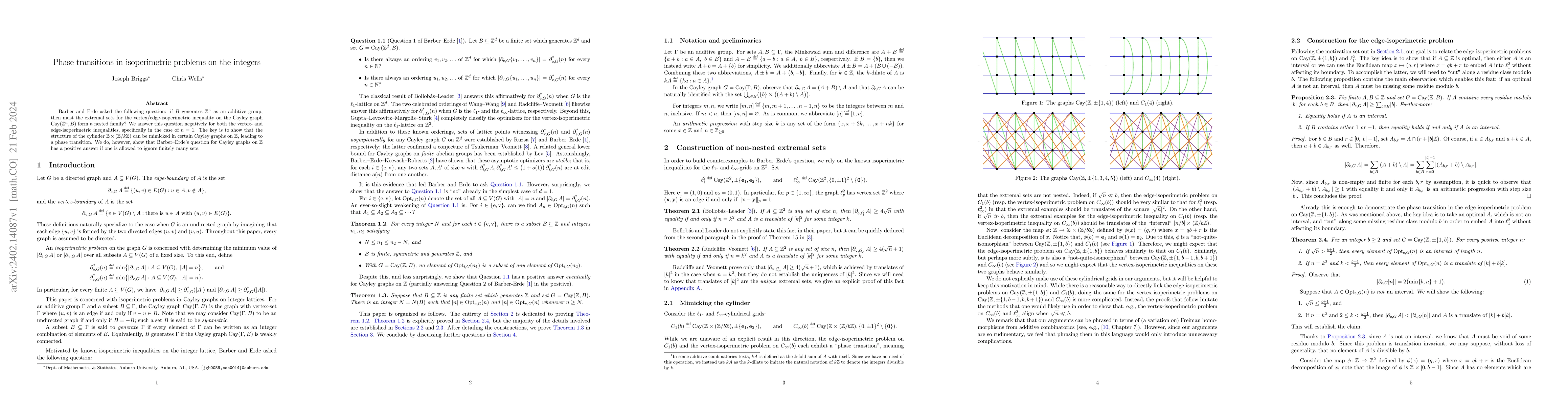 Thumbnail for Phase transitions in isoperimetric problems on the integers