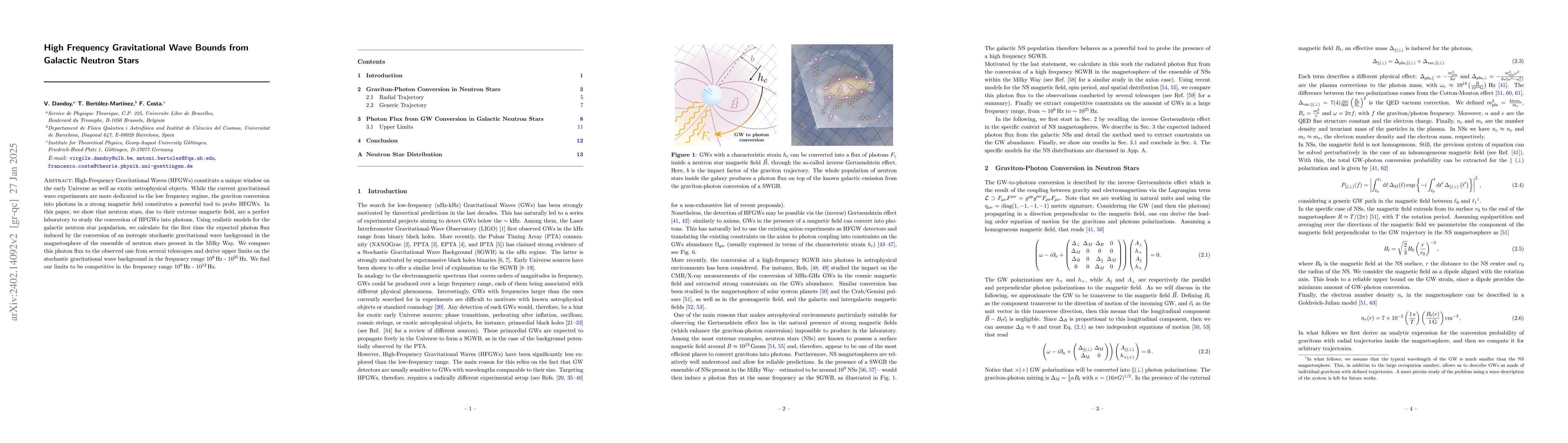 Thumbnail for High Frequency Gravitational Wave Bounds from Galactic Neutron Stars