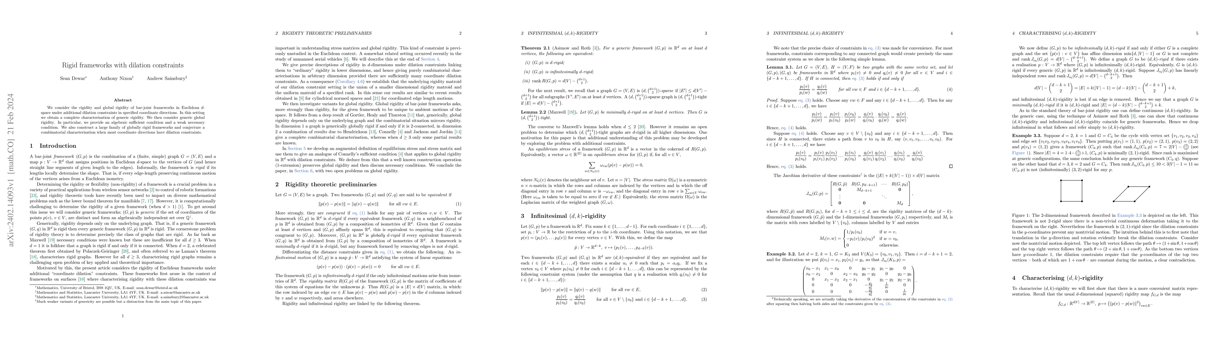 Thumbnail for Rigid frameworks with dilation constraints