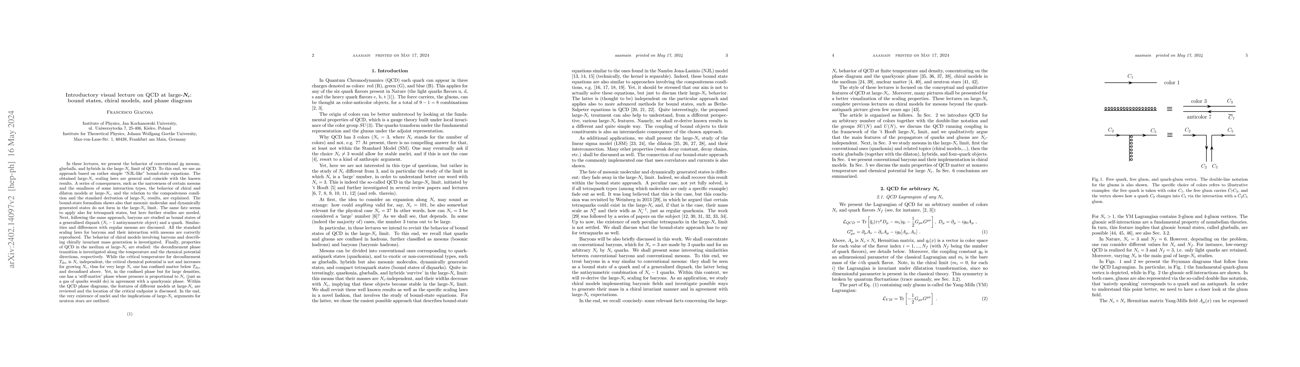 Thumbnail for Introductory visual lecture on QCD at large-$N_{c}$: bound states,
  chiral models, and phase diagram