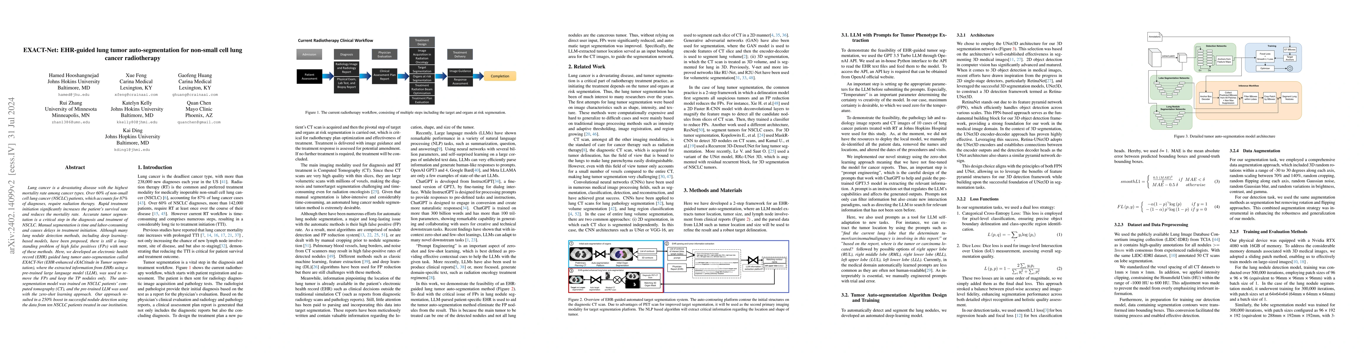 Thumbnail for EXACT-Net:EHR-guided lung tumor auto-segmentation for non-small cell
  lung cancer radiotherapy