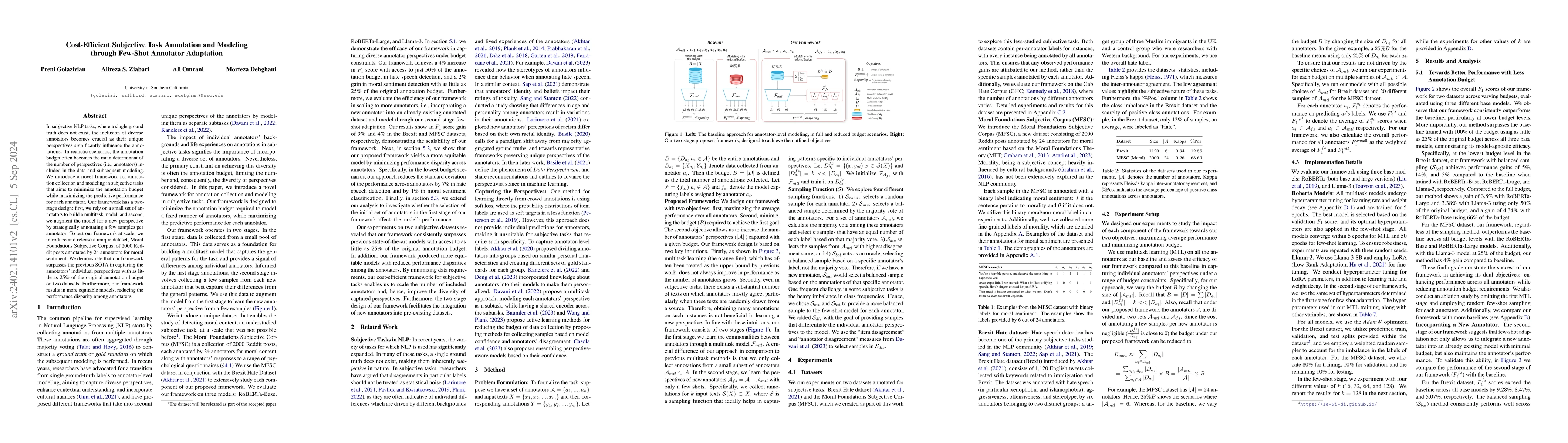 Thumbnail for Cost-Efficient Subjective Task Annotation and Modeling through Few-Shot
  Annotator Adaptation