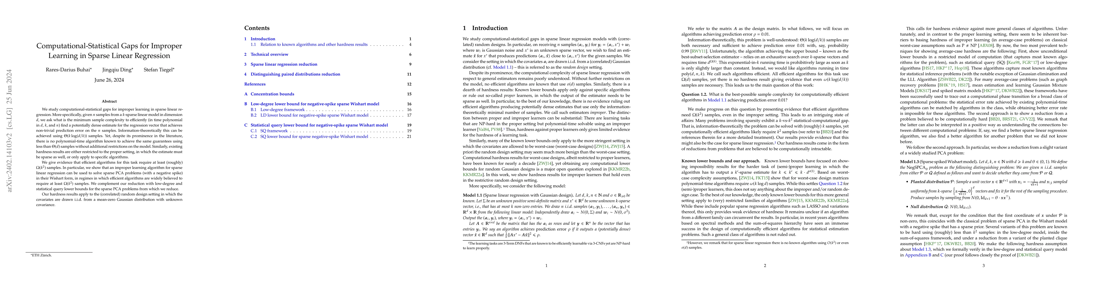 Thumbnail for Computational-Statistical Gaps for Improper Learning in Sparse Linear
  Regression