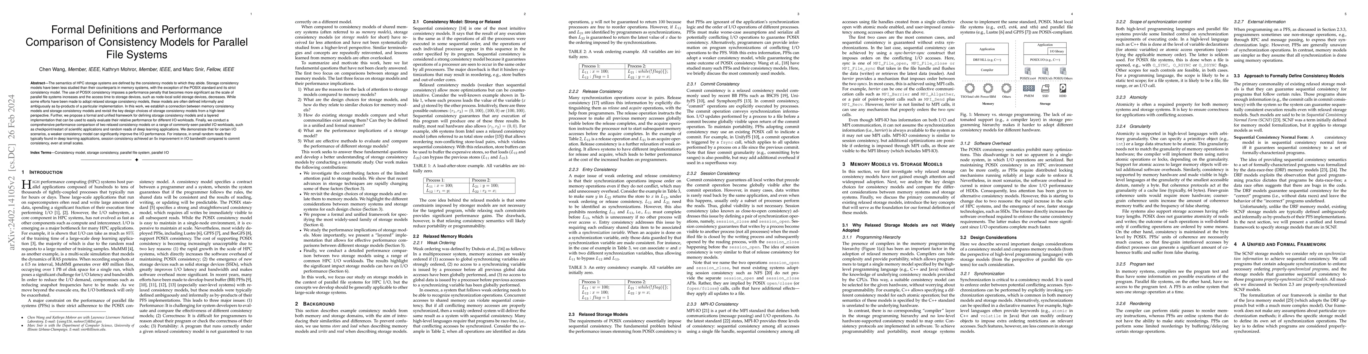 Thumbnail for Formal Definitions and Performance Comparison of Consistency Models for
  Parallel File Systems