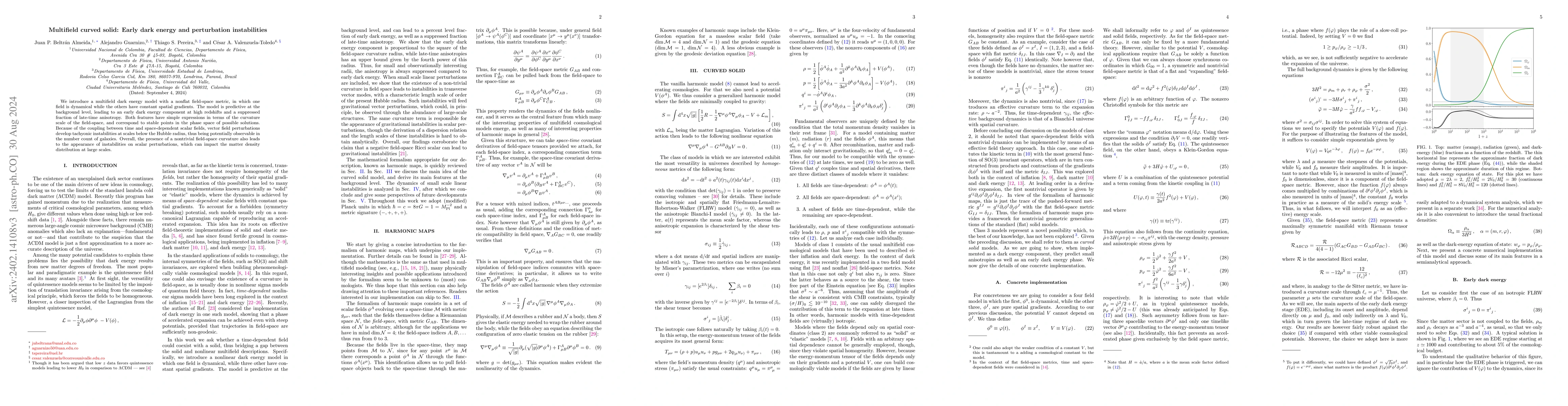 Thumbnail for Multifield curved solid: Early dark energy and perturbation
  instabilities