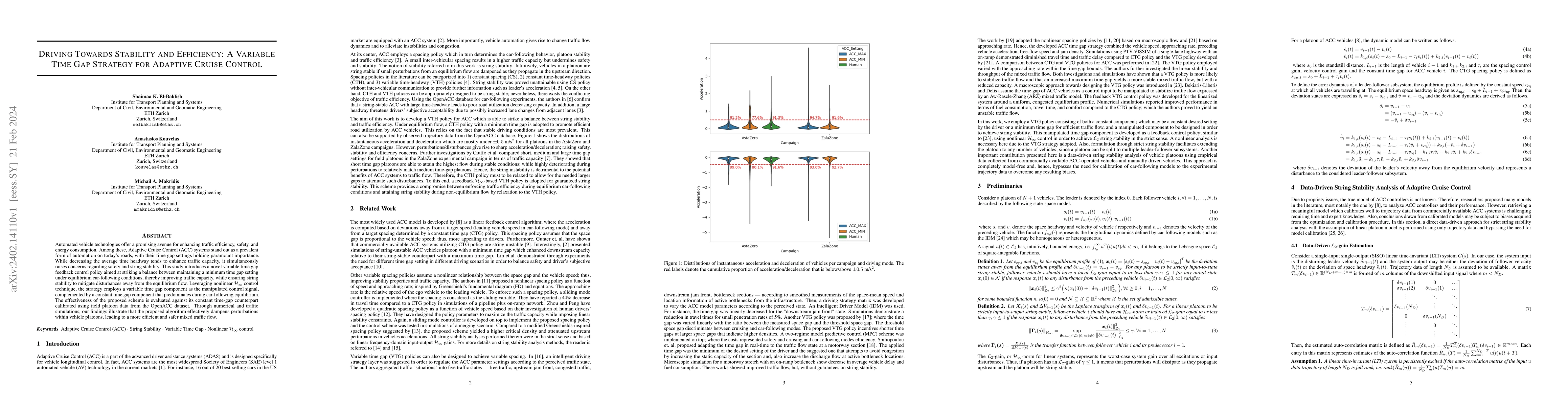 Thumbnail for Driving Towards Stability and Efficiency: A Variable Time Gap Strategy
  for Adaptive Cruise Control