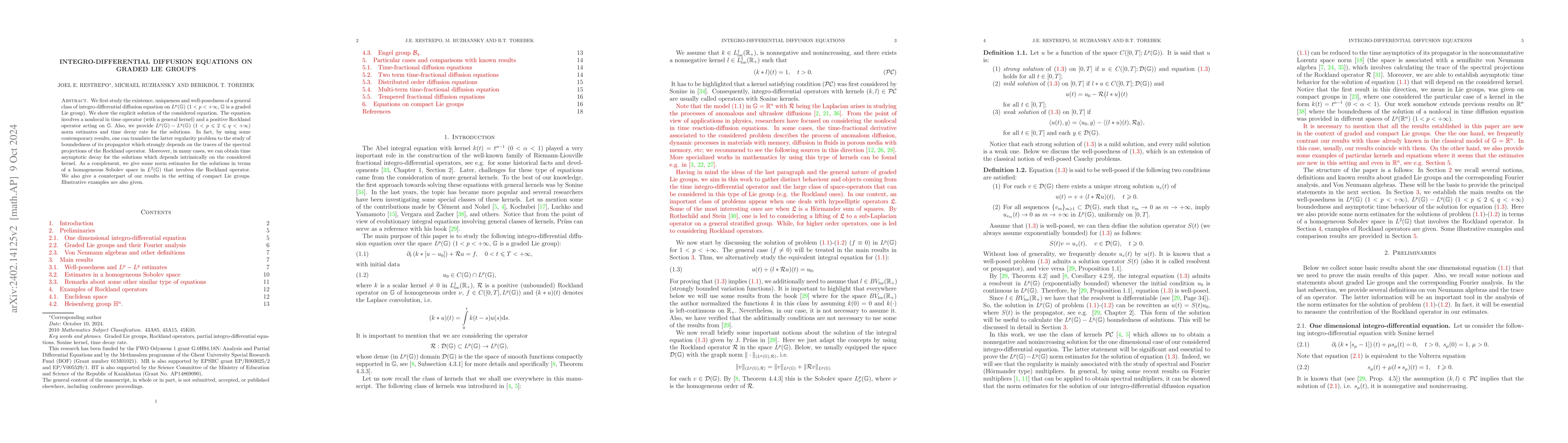 Thumbnail for Integro-differential diffusion equations on graded Lie groups