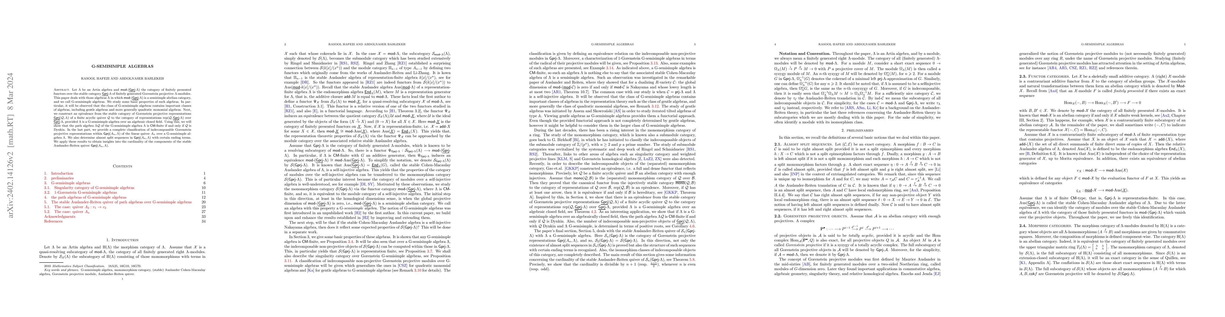 Thumbnail for G-semisimple algebras
