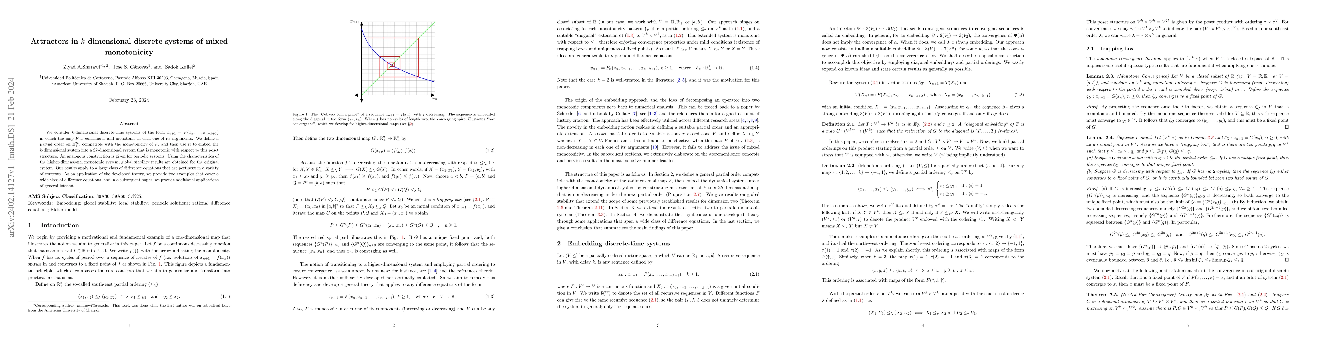 Thumbnail for Attractors in $k$-dimensional discrete systems of mixed monotonicity