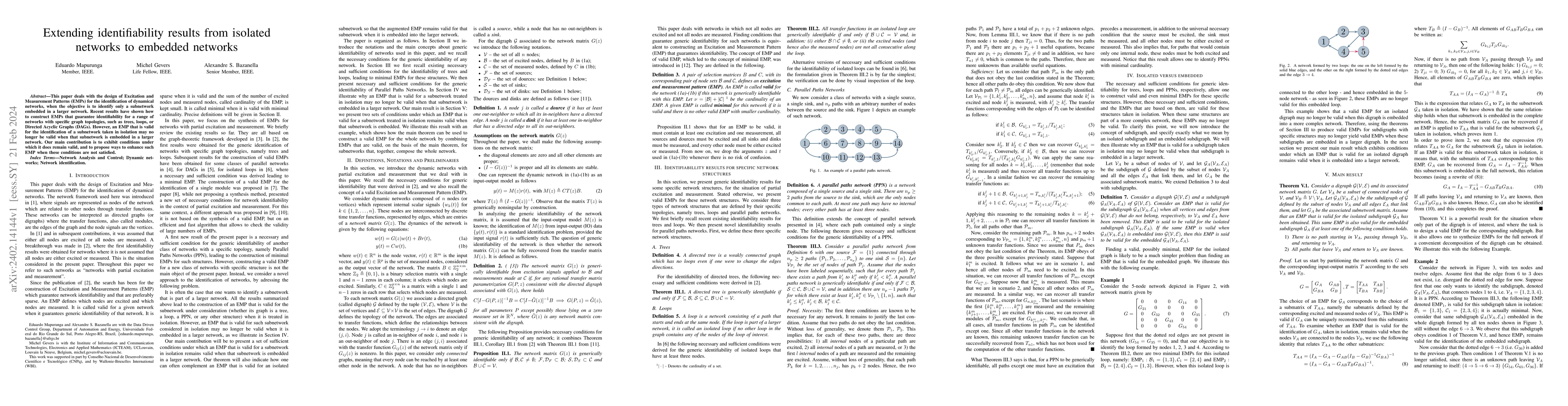 Thumbnail for Extending identifiability results from isolated networks to embedded
  networks