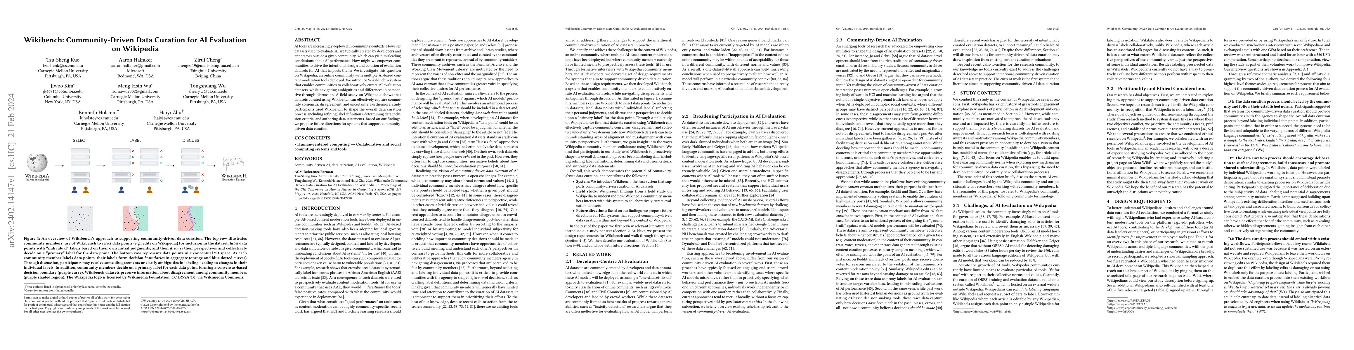 Thumbnail for Wikibench: Community-Driven Data Curation for AI Evaluation on Wikipedia