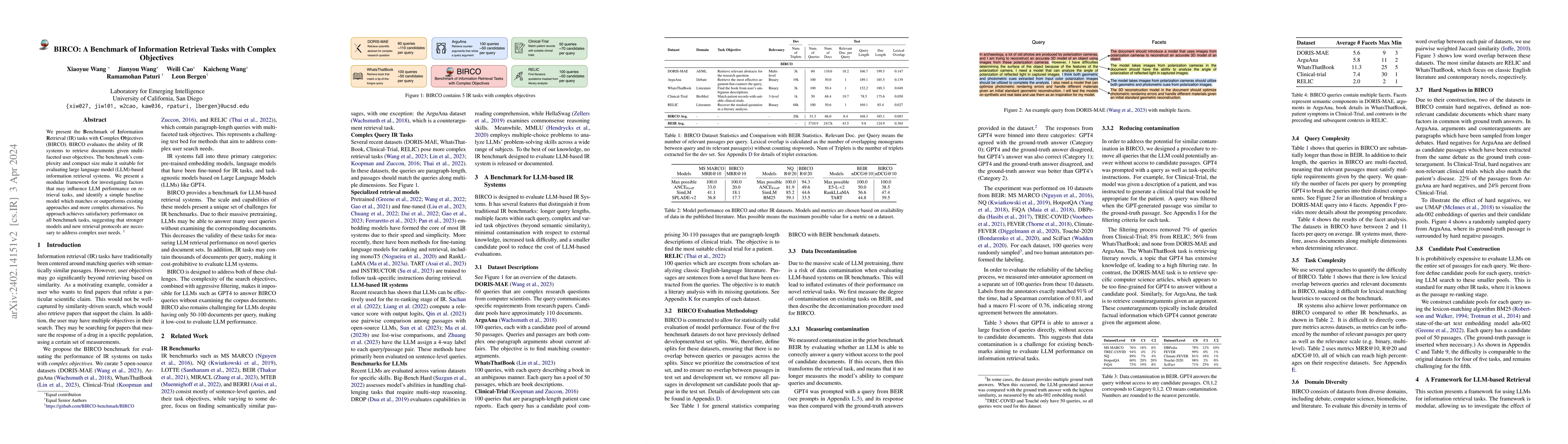 Thumbnail for BIRCO: A Benchmark of Information Retrieval Tasks with Complex
  Objectives