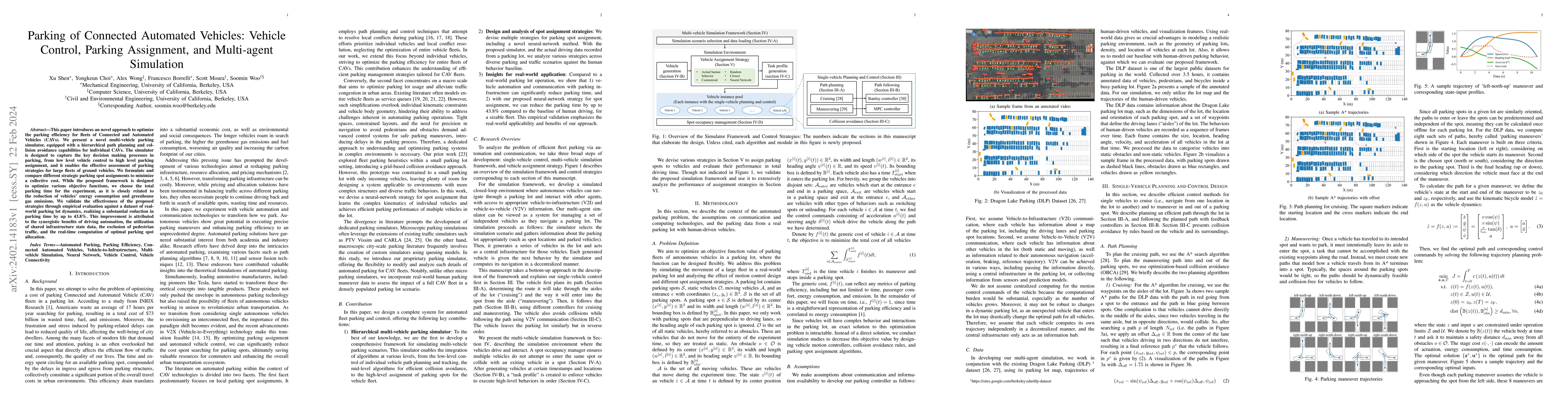Thumbnail for Parking of Connected Automated Vehicles: Vehicle Control, Parking
  Assignment, and Multi-agent Simulation