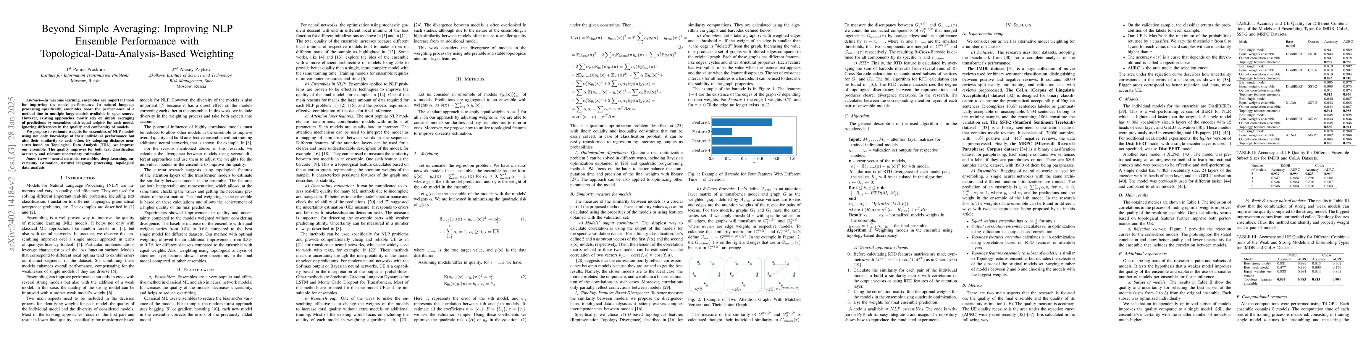 Thumbnail for Diversity-Aware Ensembling of Language Models Based on Topological Data
  Analysis