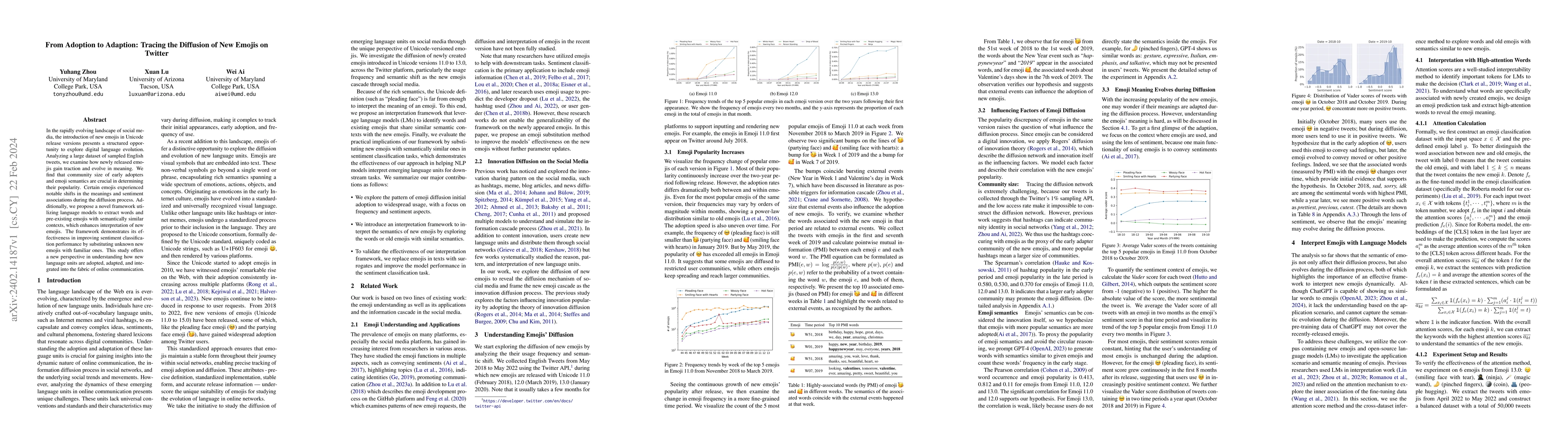 Thumbnail for From Adoption to Adaption: Tracing the Diffusion of New Emojis on
  Twitter