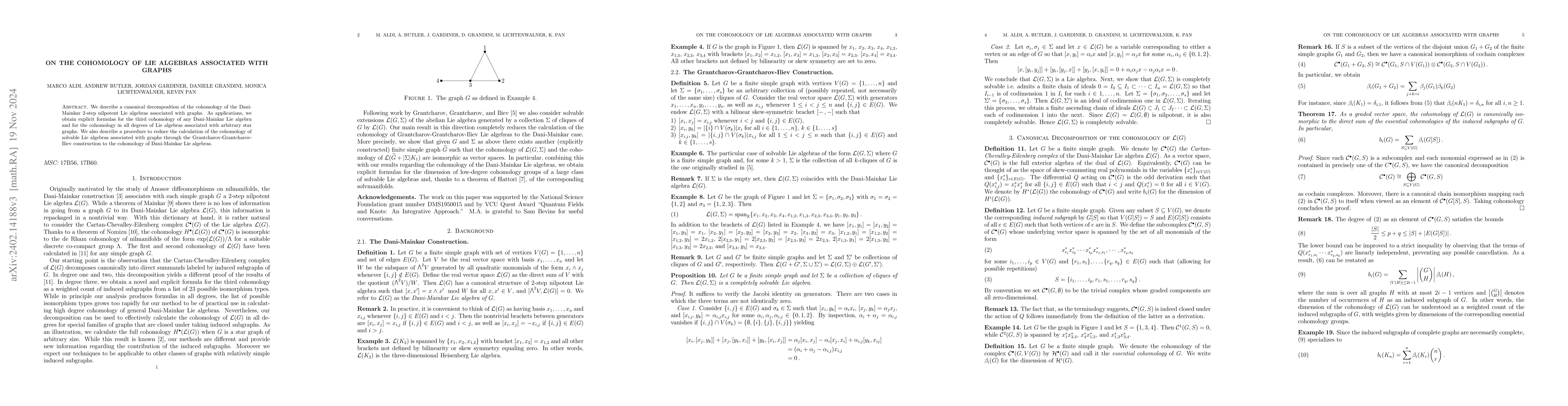 Thumbnail for On the cohomology of Lie algebras associated with graphs