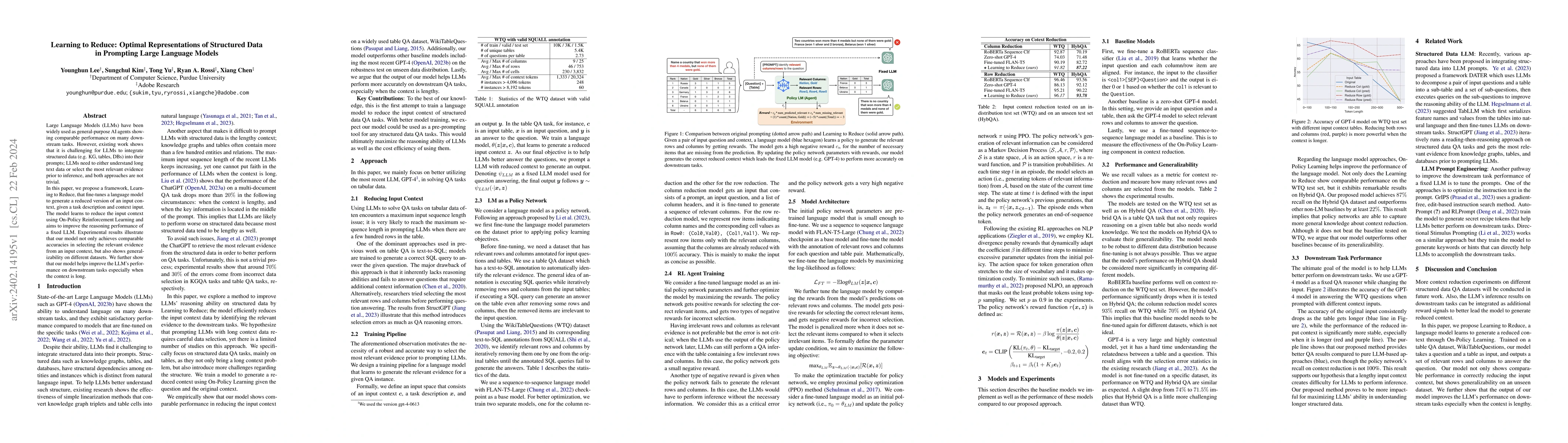 Thumbnail for Learning to Reduce: Optimal Representations of Structured Data in
  Prompting Large Language Models