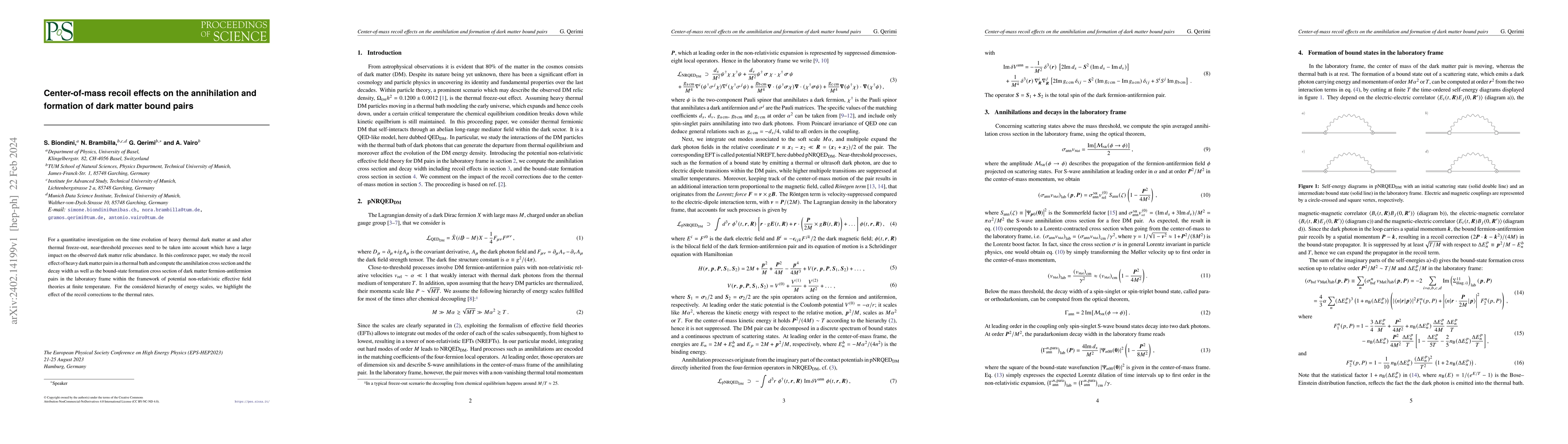 Thumbnail for Center-of-mass recoil effects on the annihilation and formation of dark
  matter bound pairs