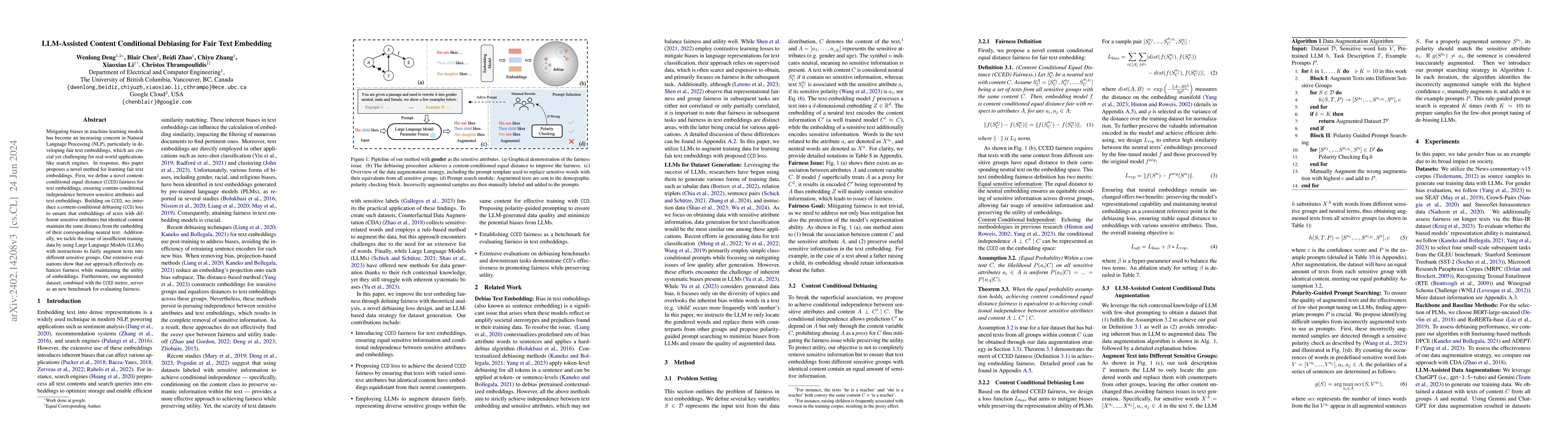 Thumbnail for LLM-Assisted Content Conditional Debiasing for Fair Text Embedding