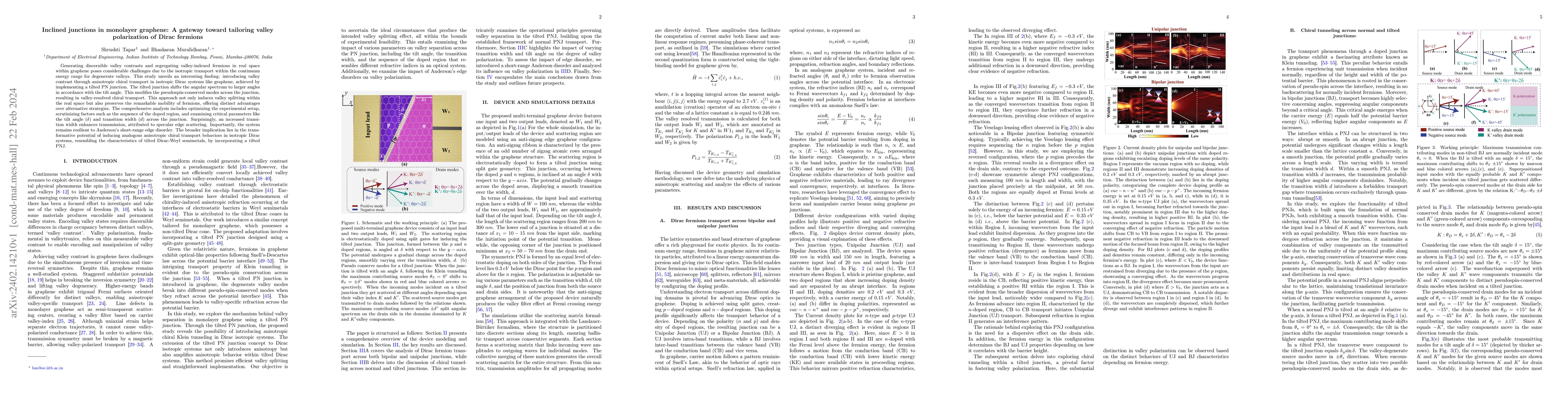 Thumbnail for Inclined junction in monolayer graphene: A gateway toward tailoring
  valley polarization of Dirac fermions