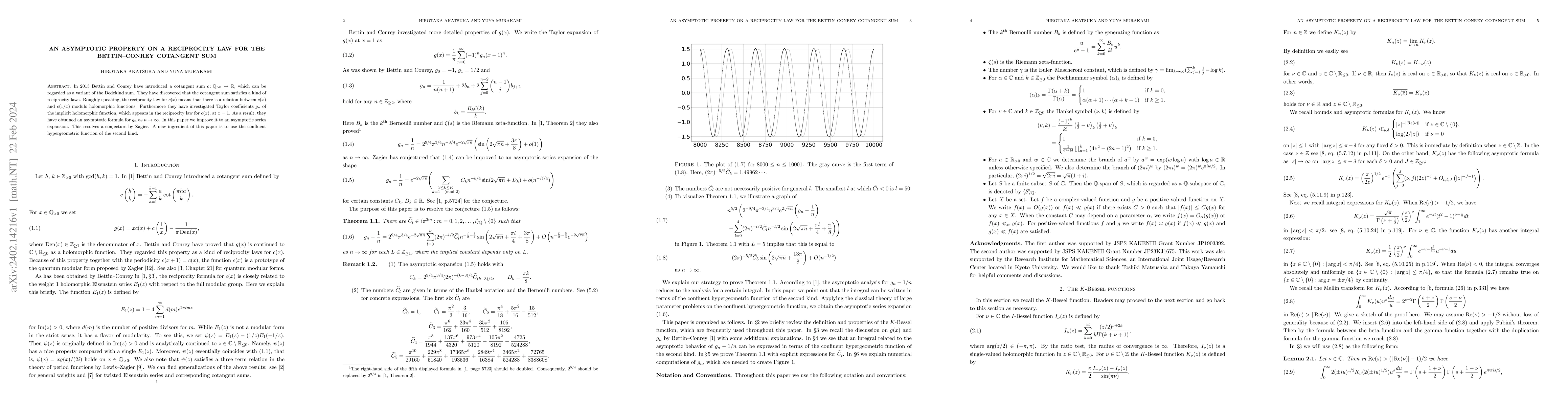 Thumbnail for An asymptotic property on a reciprocity law for the Bettin--Conrey
  cotangent sum
