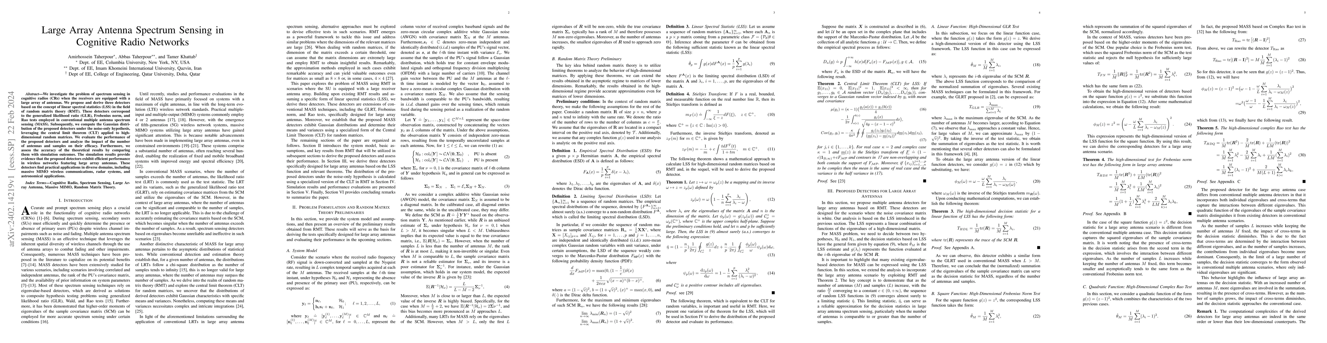 Thumbnail for Large Array Antenna Spectrum Sensing in Cognitive Radio Networks