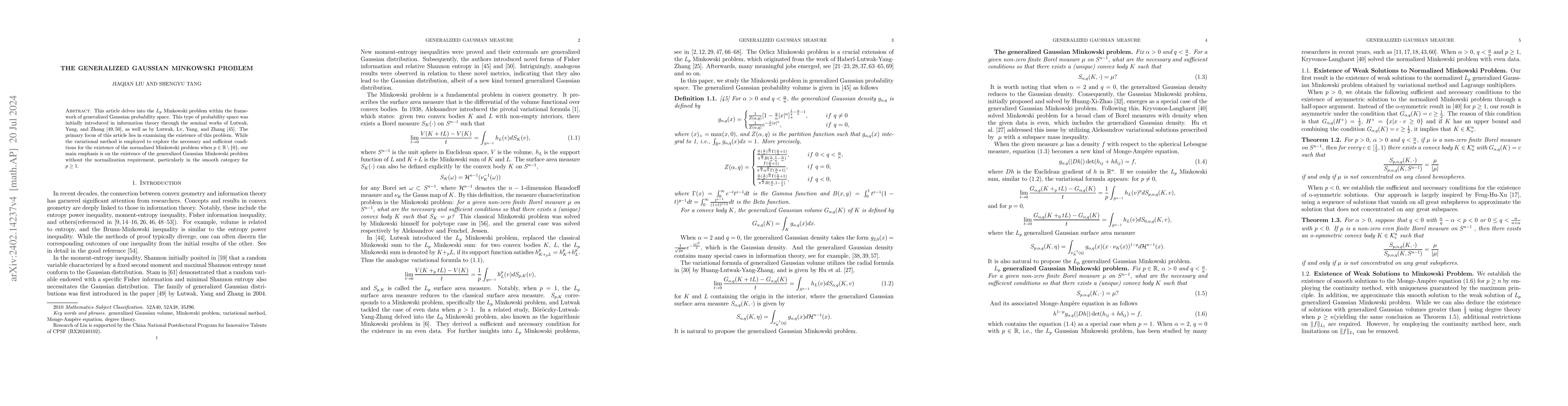 Thumbnail for The Generalized Gaussian Minkowski Problem