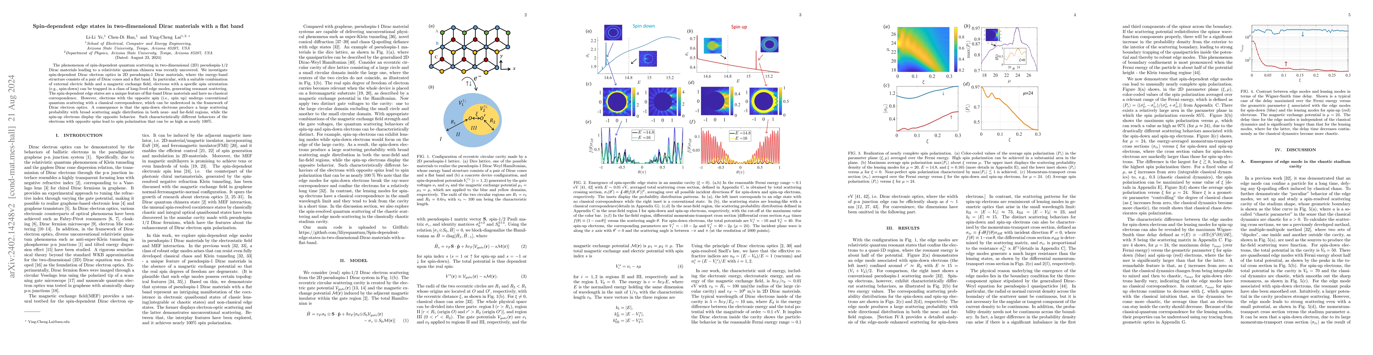 Thumbnail for Spin-dependent edge states in two-dimensional Dirac materials with a
  flat band